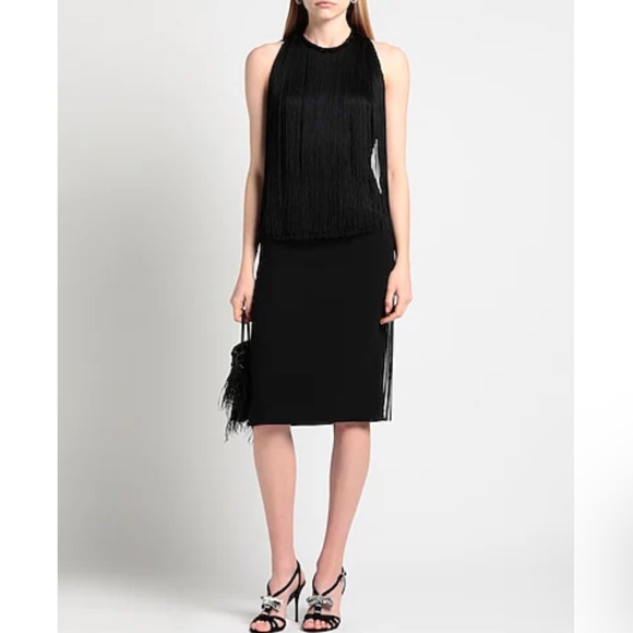STELLA MCCARTNEY BLACK SLEEVELESS FRINGE DRESS - Picture 9 of 9